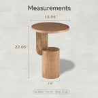 COZAYH Modern Farmhouse Small Drink Table with Geometric Design Base, Minimalist Tall End Table for Small Space, Natural