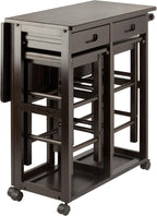 Winsome Suzanne Kitchen Table Set with Stools, Coffee, 33" | Convenient Sturdy Mobile Kitchen & Dining Room Table & Chairs with Storage for Small Spaces, Dorms, Apartments