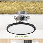 ASD LED 12" Round Flush Mount Ceiling Light Fixture, Low Profile Surface Lighting | 5CCT, Dimmable, Ultra-Thin, ETL Listed | 24W 2000LM 2700-6000K 100-277V | Kitchen, Hallway Lamp | Black, 4 Pack