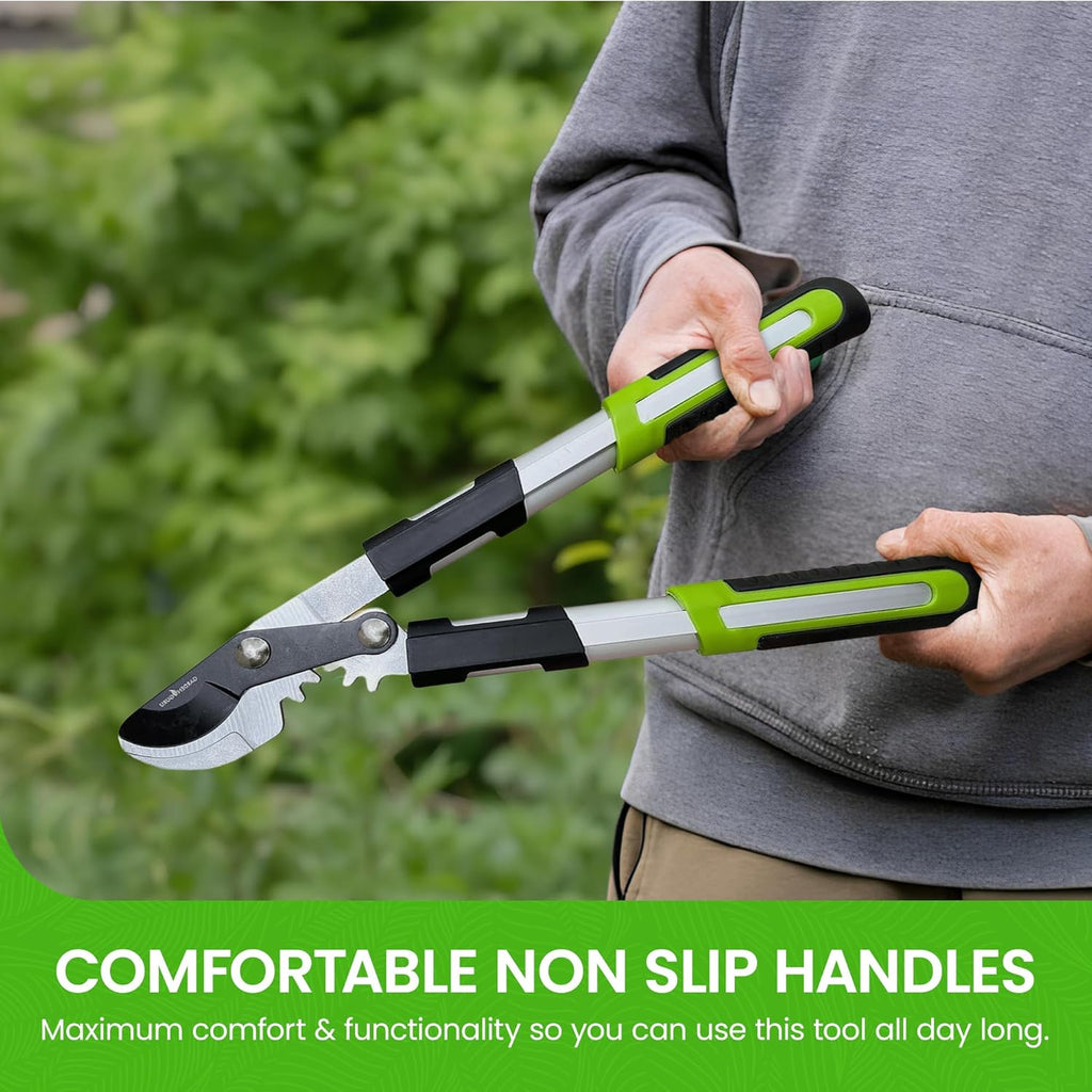 GARDEN GURU Bypass Loppers Tree Trimmer Clipper - 3X Cutting Power Gardening Loppers Pruning Shear -Comfort Grip Handles -High Carbon Steel Blade – Heavy Duty Branch Cutter –Cut Thick Branches w Ease