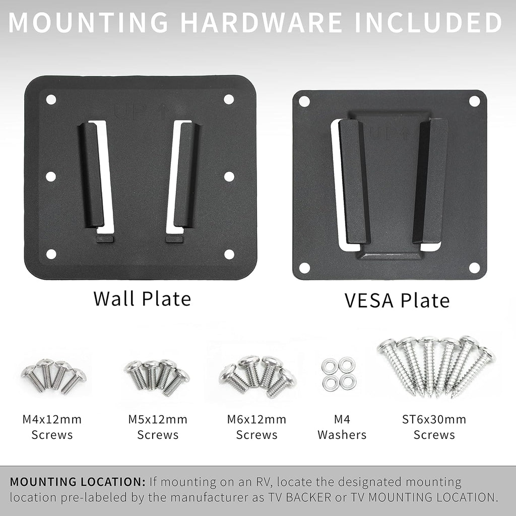 VIVO Black RV TV Mount with Arm for VESA 100x100mm, Mount-VWRV3 | Articulating Extension, Quick Disconnect Plastic Polymer Mount, Low Profile Wall Bracket for Camping Indoor Use, Holds 22 lbs