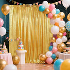 SquarePie Sequin Backdrop Curtain Less See Through Background for Wedding Party 6FT x 6FT Gold
