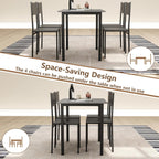 GOFLAME 5-Piece Dining Table Set, Industrial Kitchen Table and Chairs for 4 with Backrest and Metal Frame, Rectangular Space-Saving Dinette Set for Dining Room, Apartment, Small Space, Grey
