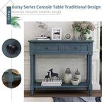 MERITLINE Wood Console Table for Entryway Console Table with Storage Sofa Table Entryway Table with 2 Drawers and Bottom Shelf (Navy)