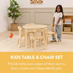 Back2School Express Bentwood Kids Table & Chairs Set, 5-Piece, Natural | Durable birch, GREENGUARD Gold Certified, 3-6 years, 74 lb seat capacity, flexible seating for crafts & play, classroom/home