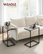 VASAGLE Set of 2 C Shape End Tables, Small Coffee Tables for Couch Or Sofa, Industrial Side Tables in Living Room, Bedroom, 13.8 x 21.7 x 26 Inches, Greige and Classic Black UZH2504036