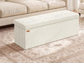 SONGMICS Ottoman Storage Bench, 43 Inch Foldable Foot Rest | Corduroy, for Entryway, Living Room, Bedroom, Cream White, MINOTA Collection ULSF604W01