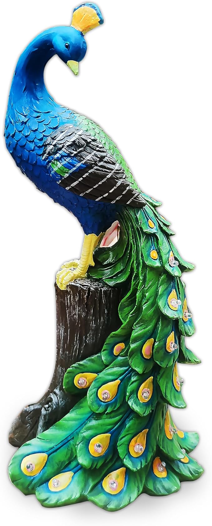 Solar Garden Decor Peacock Statues with Succulent LED Lights,Peacock Figurine Lights Outdoor Decorations for Yard Lawn Patio Balcony Whimsical Art Outside,Gifts for Mom Grandma Women