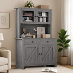 IDEALHOUSE 63" Kitchen Pantry Cabinet with Drawers, Hutch Cabinet with Storage, Microwave Stand, Adjustable Shelves, Freestanding Tall Pantry Storage for Dining Room, Living Room, Grey