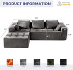 MAXYOYO Modular Sectional Sofa Couch, L Shaped Cloud Couch with Flexible Ottoman, Chenille Upholstered Living Room Sofa Chair for Living Room, No Assembly Required, Light Grey