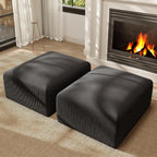 2 Square Cloud Footstool for Living Room, No Assembly Modular Corduroy Convertible Seat, Modern Style Sofa Accessory for Lounge or Bedroom
