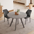 Zerifevni 34.6'' Round Dining Table and Chairs for 2, Space Saving Modern Casual Coffee Table Set for Apartment Kitchen Dining Room (Grey Table+2 Balck Chairs)