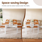 MU 5 Piece Dining Table Set for 4, Rectangular Wood Kitchen Table Chairs Set with Rubber Wood Legs, Space-Saving Farmhouse Dinette Set for Small Space, Dining Room, Apartment, Brown+White