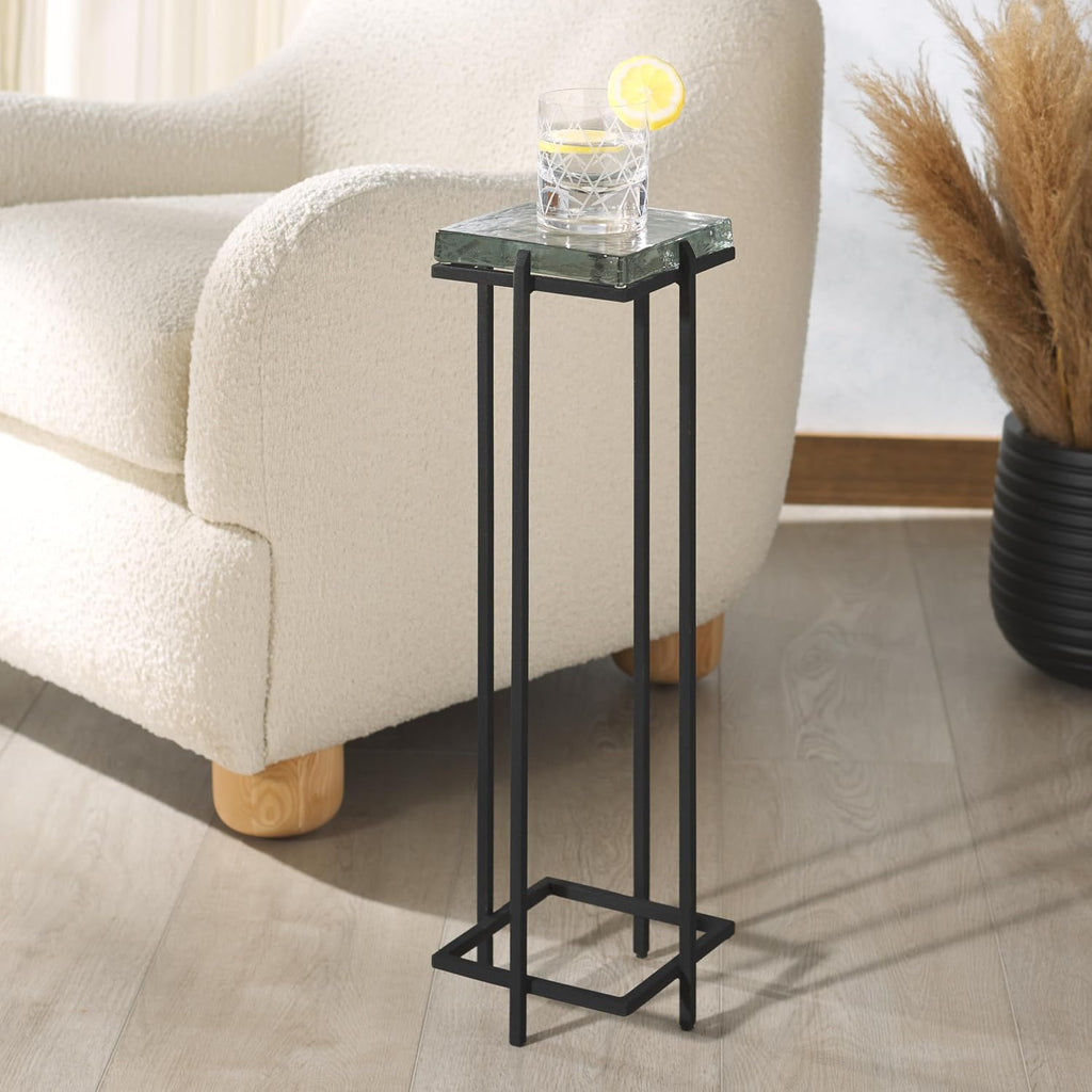 SAFAVIEH Couture Collection Giabelle Black/Clear Cast Glass Drink Table (Fully Assembled)