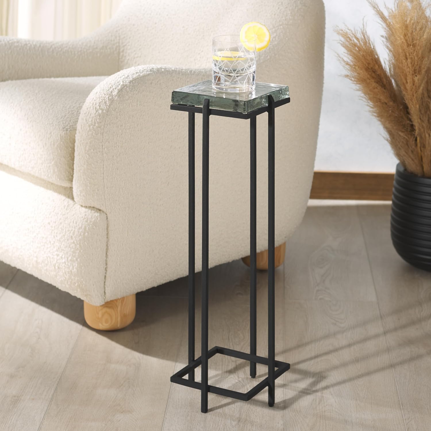 SAFAVIEH Couture Collection Giabelle Black/Clear Cast Glass Drink Table (Fully Assembled)