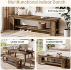 Tribesigns 63" Dining Bench for 2-3, Farmhouse Wooden Dining Room Bench with Storage Shelf for Kitchen & Dining Room