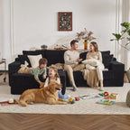 106" Modular Cloud Sofa Couch Convertible Sectional with High Density Foam, 4-in-1 Sofa Bed/Tatami/L-Shape Couch, No Assembly Required Black Couch