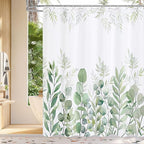MitoVilla Extra Long Leaves Shower Curtain 72 x 84, Vintage Bathroom Shower Curtain with Plant Leaves, XL Rustic Spring Fabric Cloth Shower Curtains for Chic Bathroom Decor
