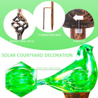 Decorative Solar Lights Outdoor Solar Bird Stake Lights Hand Blown Glass Decorative Garden Pathway Lights Outdoor Waterproof Glass Stakes (Green)