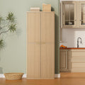 72" Tall Kitchen Pantry Modern Fluted Wood Storage Cabinet with Doors,6 Door Shelves, Organizer, Versatile Cupboard for Kitchen, Dining, Oak,30''W x 15.75''D x 72''H.