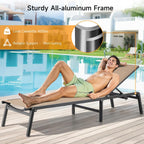 Aluminum Chaise Lounge Chair Outdoor for Outside Poolside, 1PC, Khaki