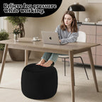 MeMoreCool Round Pouf Ottoman 20x15 Inch, Corduroy Floor Footstool, Black | Soft Foam Chunk Filled Floor Pouf, Comfy Foot Rest for Couch, Living Room, Bedroom, Kids Room