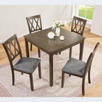 LUMISOL 5-Piece Solid Wood Dining Table Set for 4, Farmhouse Kitchen Table Set with 4 Upholstered Chairs for Kitchen, Dining Room, Living Room, Walnut