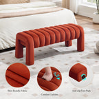 63’’ Bench for Dining Table, Upholstered End of Bed Bench with Solid Wood Legs, Modern Small Entryway Bench with Full Covered Fabrics for Bedroom, Kitchen, Living Room (Rust, Velvet)