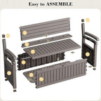 80 Gallon Outdoor Storage Box,Resin Stripes Deck Box Doubles as 2-Person Bench Seat,Waterproof Storage Outdoor Porch Bench for Cushions,Garden Tools and Pool Supplies Grey