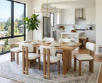 BESTANO Sherpa Boucle Wooden Dining Chairs Set of 4, Modern Farmhouse Dining Room Kitchen Chairs with Curved Backrest Natural Wood Legs, Armless Dining Chairs, Beige