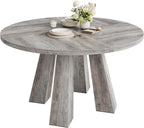 IDEALHOUSE 47" Round Dining Table for 4-6, Wood Kitchen Table with Sturdy Base, Farmhouse Circle Dinner Table for Dining Room, Living Room, 4 Strong Legs, Grey