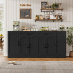 BOTLOG 71” Large Buffet Cabinet with Storage, Sideboard Buffet Cabinet with Adjustable Shelves and 6 Soft-Close Doors, Wood Coffee Bar Console Table for Kitchen, Dining Room, Black