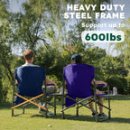 Colegence Oversized Directors Camping Chair Set of 2 Support 600 LBS, Heavy Duty Folding Outdoor Chairs with Side Pocket and Adjustable Side Table for Outside Beach,Lawn,Fishing, Deep Purple