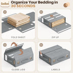 9 Pack Sheet Organizers and Storage, Bed Sheet Organizer | Large Sheet Storage Organizer for Linen Closet, Bedding Storage Boxes, Closet Organizers and Storage for Clothing, Blankets