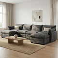 Modular Sectional Couch for Living Room, U Shaped Comfy Sofa | Comfortable Foam Cushions, Sturdy Frame, Appealing Look, Easy Assembly, Soft Chenille Fabric, Movable Ottoman, Dark Gray