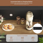 HITHOS 70" LED Kitchen Pantry Cabinet with Charging Station, 47" Wide Pantry Storage Cabinet with Large Microwave Stand, Modern Kitchen Hutch with Drawers for Dining Room, Black