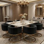 Hyfirm Black and Gold Barrel Dining Chairs Set of 2, Modern Velvet Upholstered Accent Chairs with Curved Back for Kitchen Island, Luxury Comfort Seating Cantilever Metal Frame