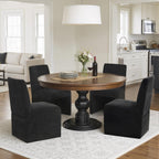 RNKSFX Black Upholstered Dining Chairs Set of 2, Kitchen & Dining Room Chairs, Mid Century Modern Chairs, Linen Dining Chairs with Wooden Frame, Fabric