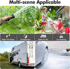 SPECILITE 5/8" Garden Hose 50 ft with High Flow Nozzle, Heavy Duty Flexible Hybrid Rubber Water Hose for Outdoor, Lightweight, Leak-Proof, No-Kink, 3/4"Stainless Steel Fittings,Black