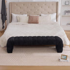 Sophisticated 69.7” Wide Black Upholstered Armless Bed Bench, Modern Channel Tufted Couch Daybed Chaise, Chic Ottoman Foot Stool for Living Room & Bedroom!