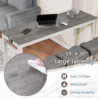 KEIKI 4-Piece Bar Table Set with Charging Ports, 59" Industrial Kitchen Table with 3 Upholstered Stools, Durable Wood Frame for Living or Dining Room, Gray & White
