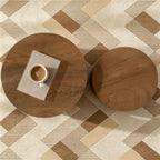 Round Coffee Table Set of 2,Modern Nesting Center Table with Non-Slip Feet | Minimalist Wood Center Table for Living Room, Bedroom, Office, Small Space, No Assembling,Beige