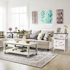 Farmhouse Side Table with Charging Station -3-Tier USB Ports & Outlets End Table, Compact Bedside Storage Table for Small Spaces, Multi-Functional Accent Table for Bedroom, Living Room, Couch Entryway