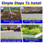 Corrugated Garden Edging,10"×20Ft Galvanized Steel Landscape Edging & Lawn Edging Border,Metal Garden Border for Flower Beds,Garden,Lawn,Raised Beds & Tree Surrounds(Silver)