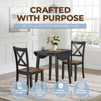ROME + OAK X-Back Farmhouse Wooden Armless Dining Chairs in Black/Dark Brown, Set of 4 - Indoor Home Kitchen Seating Furniture