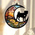 Personalized Dog Memorial, Custom Name Pug Dog Christmas Ornament with Name, Custom Breeds, Pet Loss Light Catcher, Gifts for Lovers Loss of Pet Sympathy on Mothers Day Christmas