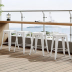 Yaheetech 24 Inch Metal Bar Stools Set of 4, Stackable Bar Chairs, White | No Assembly Counter Height Barstools with Footrest, 330 lb Load Capacity Patio Stools For Kitchen, Bar, Indoor & Outdoor Use