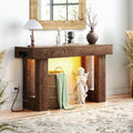 Unikito 47" Entryway Table with Socket and Sensor Light, Narrow Console Table with Storage Behind Couch, Farmhouse Entry Way Tables with Open Storage for Entrance/Hallway/Living Room, Rustic Oak