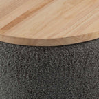 Storage Ottoman - Teddy Fabric Upholstered Ottoman with Wood Top for Living Room, Dorm, or Apartment - Ottomans with Storage by Lavish Home (Dark Gray)