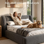 Homkdom Cloud Bed Frame Queen Size with 5" Headboard Protection